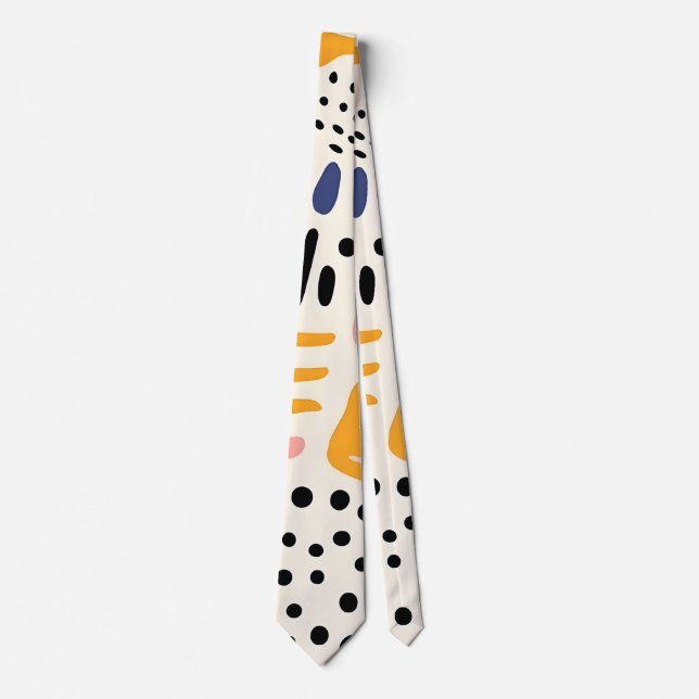 Cravate Motif Abstrait de Formes Organiques Memphis (Devant)