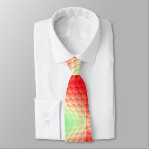 Cravate Motif abstrait de hexagones rouges et verts brilla