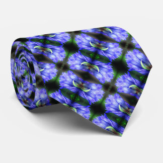 Cravate Motif Abstrait de la Fleur Gentienne Bleue
