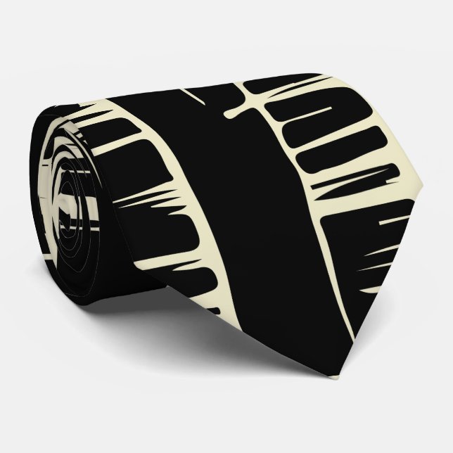 Cravate Motif abstrait élégant noir et blanc (Roulé)