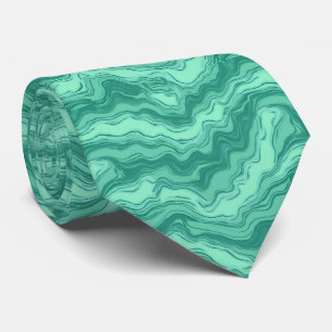 Cravate Motif Abstrait en Marbre Turquoise Moderne
