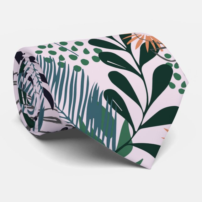 Cravate Motif Abstrait floral tropical (Roulé)