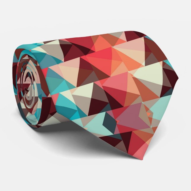 Cravate motif Abstrait | Formes triangles colorées (Roulé)