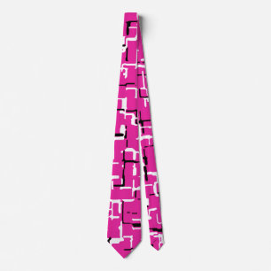 Cravate Motif Abstrait magenta et noir blanc