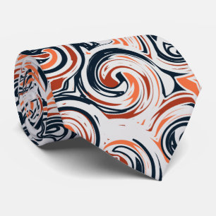 Cravate Motif Abstrait moderne noir blanc orange