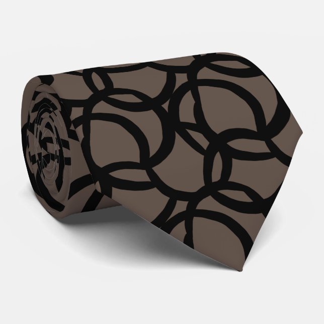Cravate Motif Abstrait moderne noir et Brown (Roulé)