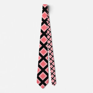 Cravate Motif Abstrait moderne noir et corail
