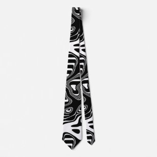 Cravate Motif Abstrait noir et blanc