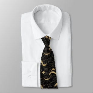 Cravate Motif abstrait noir et or