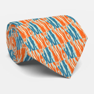 Cravate Motif Abstrait orange et bleu