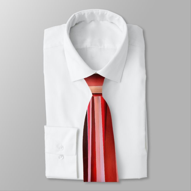 Cravate Motif Abstrait Rayé Aventure Rouge (Attaché)