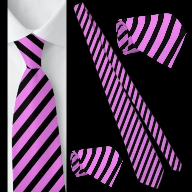 Cravate Motif Abstrait rayé noir et violet (Créateur téléchargé)