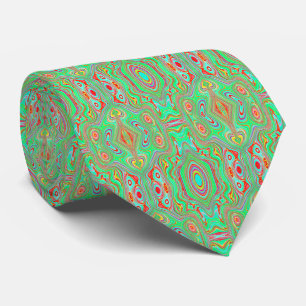 Cravate Motif Abstrait Retro Orange et Lime Green