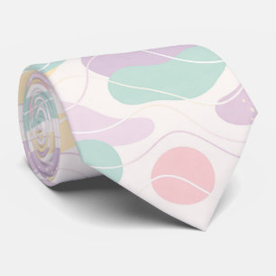 Cravate Motif Abstrait Sans Couture Pastel Vagues et Cercl