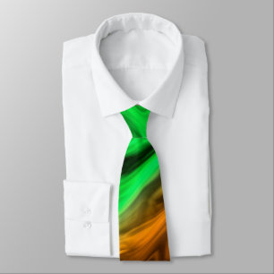 Cravate motif Abstrait tacheté en vert orange