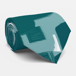 Cravate Motif Abstrait Turquoise de Style Moderne