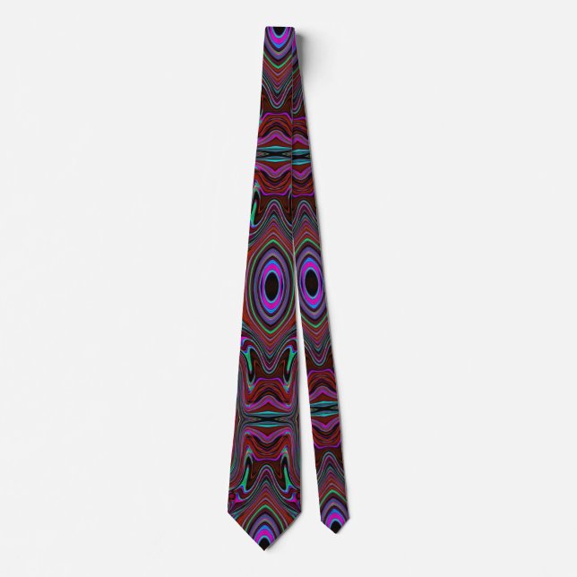 Cravate Motif Abstrait Vert Mousse de Mer et Magenta Tripa (Devant)