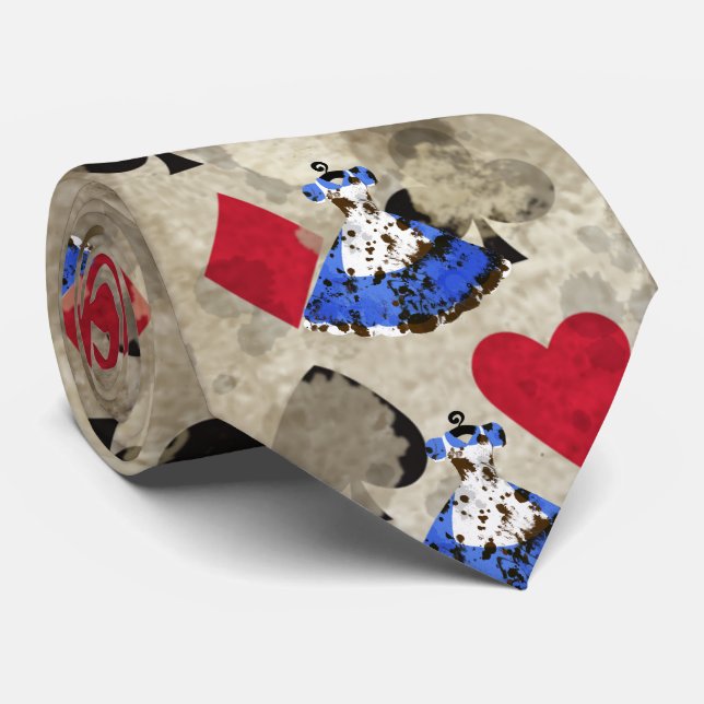 Cravate Motif affligé d'Alice du pays des merveilles (Roulé)