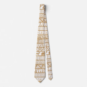 Cravate Motif africain de la tribu Gold White