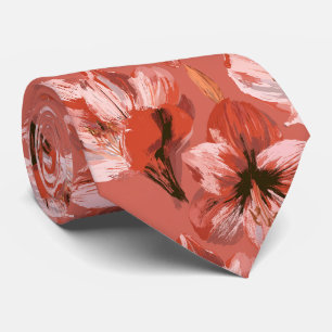 Cravate Motif Amaryllis Fête des Pères Mariage Moderne