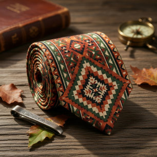 Cravate Motif Amérindien Vintage