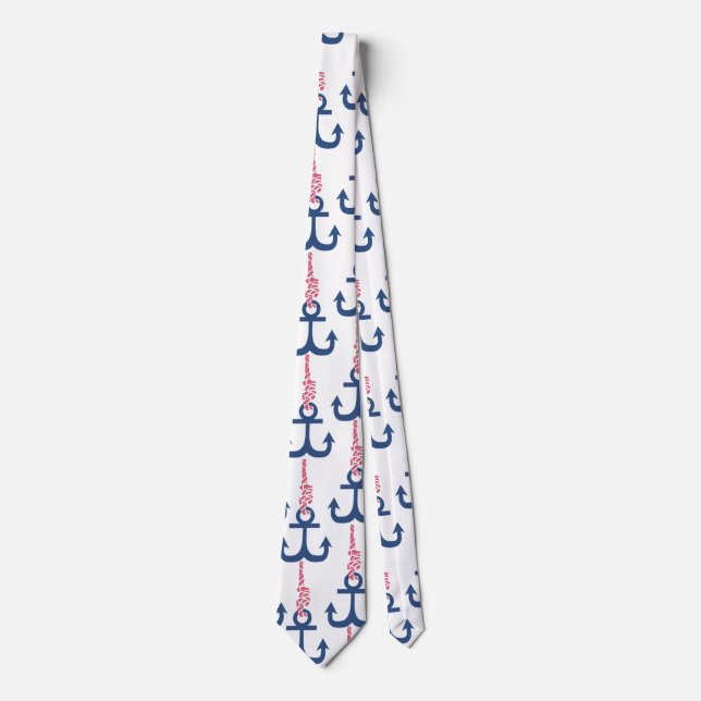 Cravate Motif Ancre Vintage Ahoy. (Devant)