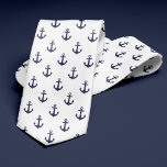Cravate Motif Ancres bleu et blanc<br><div class="desc">Design nautique élégant parfait pour des journées décontractées au bureau ou un week-end à la plage.</div>