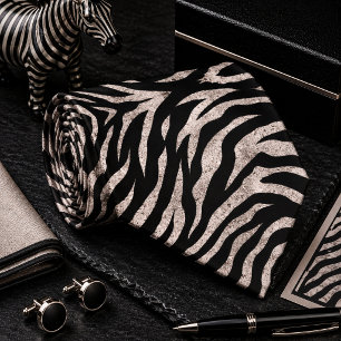 Cravate Motif Animal Sauvage Zèbre Pailleté