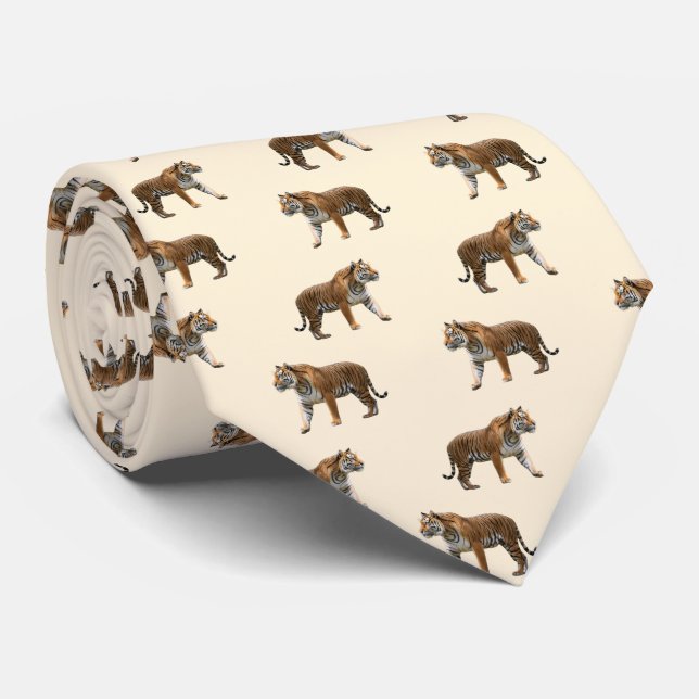 Cravate Motif animalier de tigre du Bengale (Roulé)