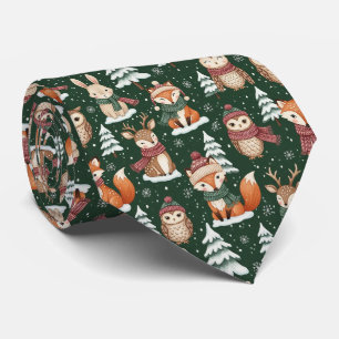 Cravate Motif Animaux de Noël en Forêt – 4 Hiver Mignon