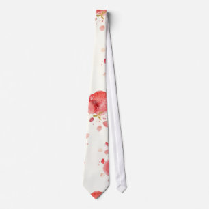 Cravate Motif Aquarelle Fraise Art Fruit Rouge