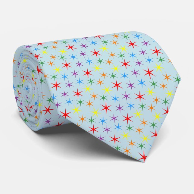 Cravate Motif arc-en-ciel mini étoiles  (Roulé)
