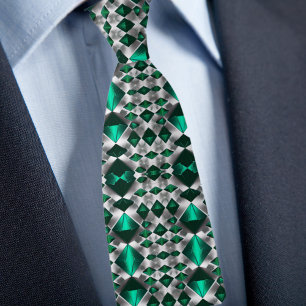 Cravate Motif argent et émeraude