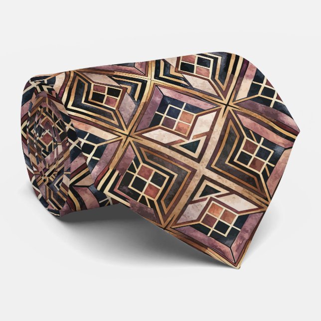 Cravate Motif Art Déco élégant en carrelage (Roulé)