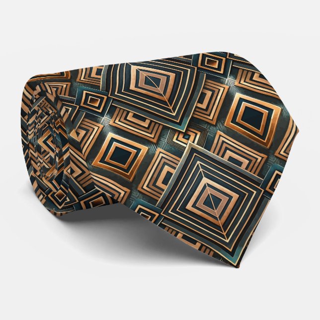 Cravate Motif Art Déco élégant en carrelage (Roulé)