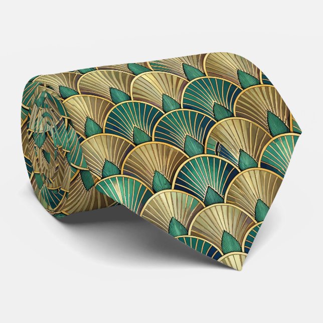 Cravate Motif Art Déco élégant en carrelage (Roulé)