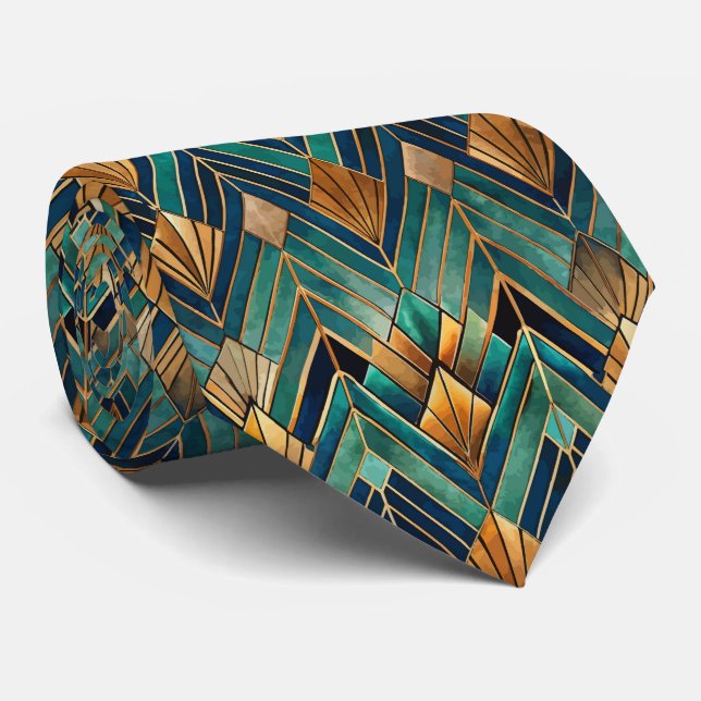 Cravate Motif Art Déco élégant en carrelage (Roulé)
