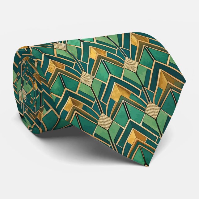 Cravate Motif Art Déco élégant en carrelage (Roulé)