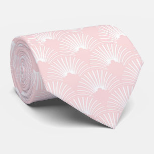 Cravate Motif Art déco rose et blanc