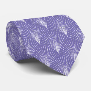 Cravate motif Art Déco violet blanc