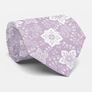 Cravate Motif artistique de fleurs blanches rétro chic cla