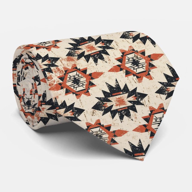 Cravate motif Aztec cool carrelé (Roulé)