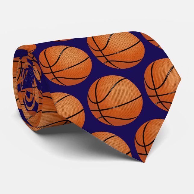 Cravate Motif Basketballs | Cadeaux de sport (Roulé)