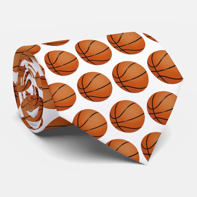 Cravate Motif Basketballs | Cadeaux de sport (Roulé)