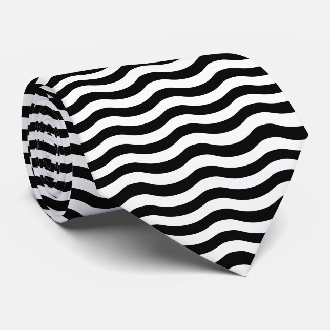 Cravate Motif Black Wave blanc - arrière - plan personnali (Roulé)