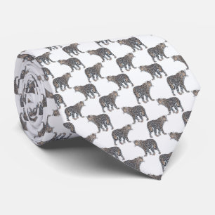 Cravate Motif blanc d'animal léopard simple