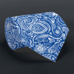 Cravate Motif blanc et bleu marine Vintage Paisley<br><div class="desc">Le blanc vintage élégant paisley motif sur un arrière - plan bleu marine personnalisable. cravate mariage cool.</div>
