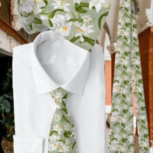 Cravate Motif blanc vert classique