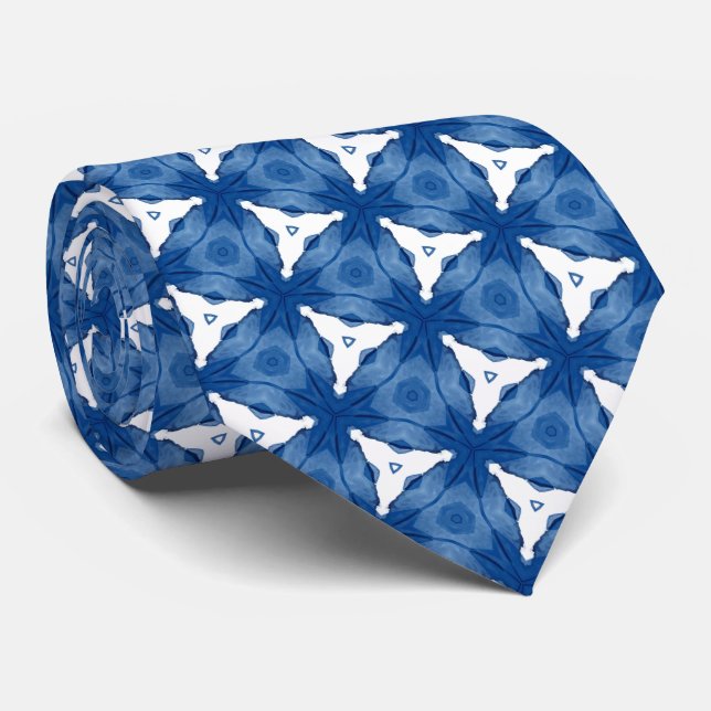 Cravate Motif bleu et blanc (Roulé)