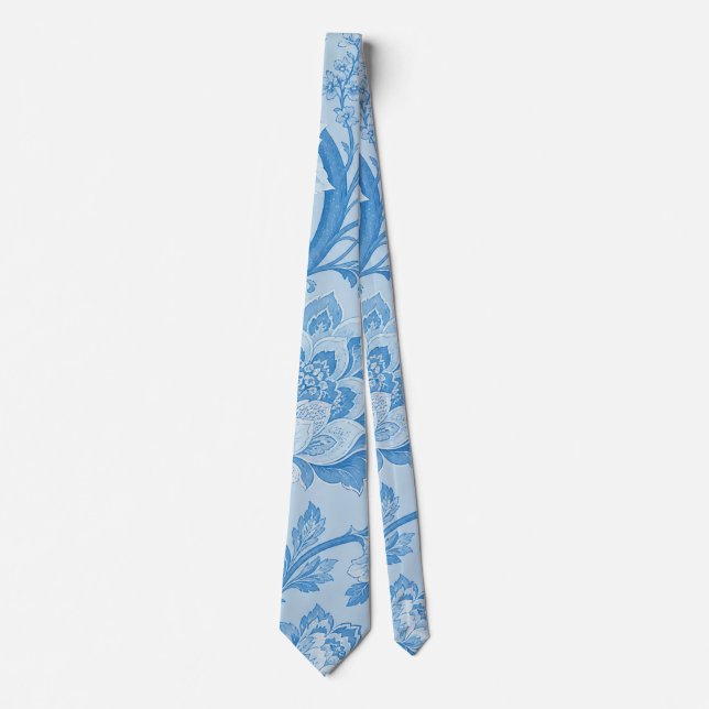 Cravate Motif bleu paon pâle persan de luxe  (Devant)